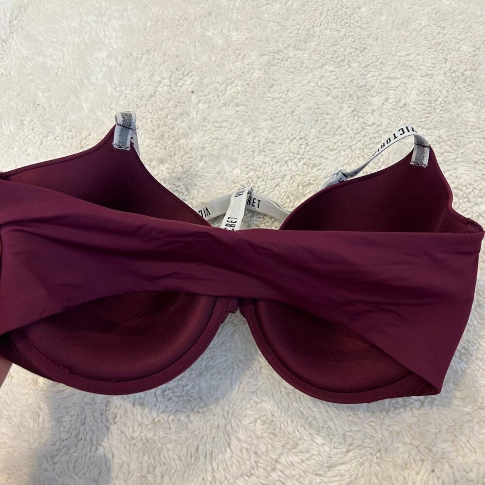 Victoria Secret Womens Burgundy Razerback Bra Sz 36DDD Lightly Lined Casual Sexy - Picture 2 of 5